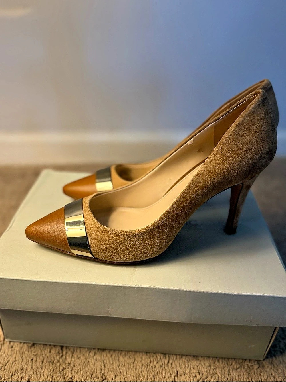 Banana Republic Mojave Pointed-Toe Heels in Brown & Gold US 8